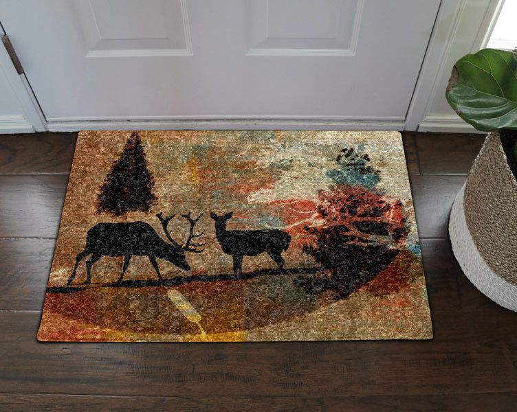 Brown Rustic Deer HN31100053D Doormat