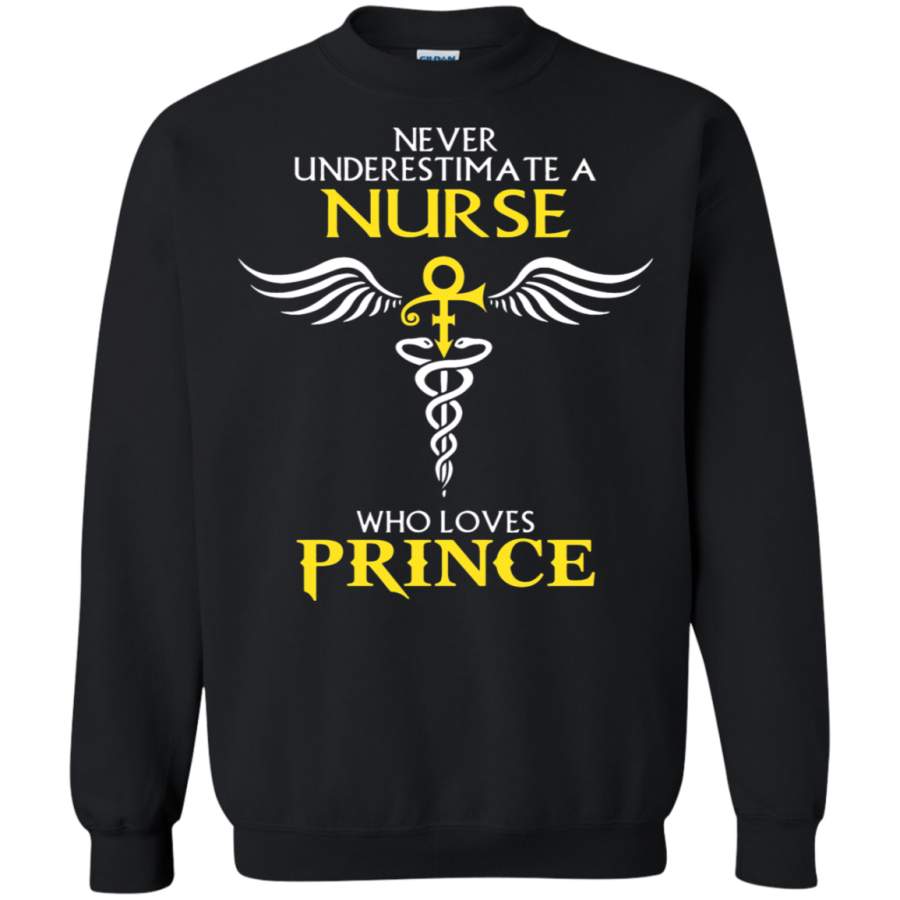 AGR Never Underestimate A Nurse Who Loves Prince Sweatshirt