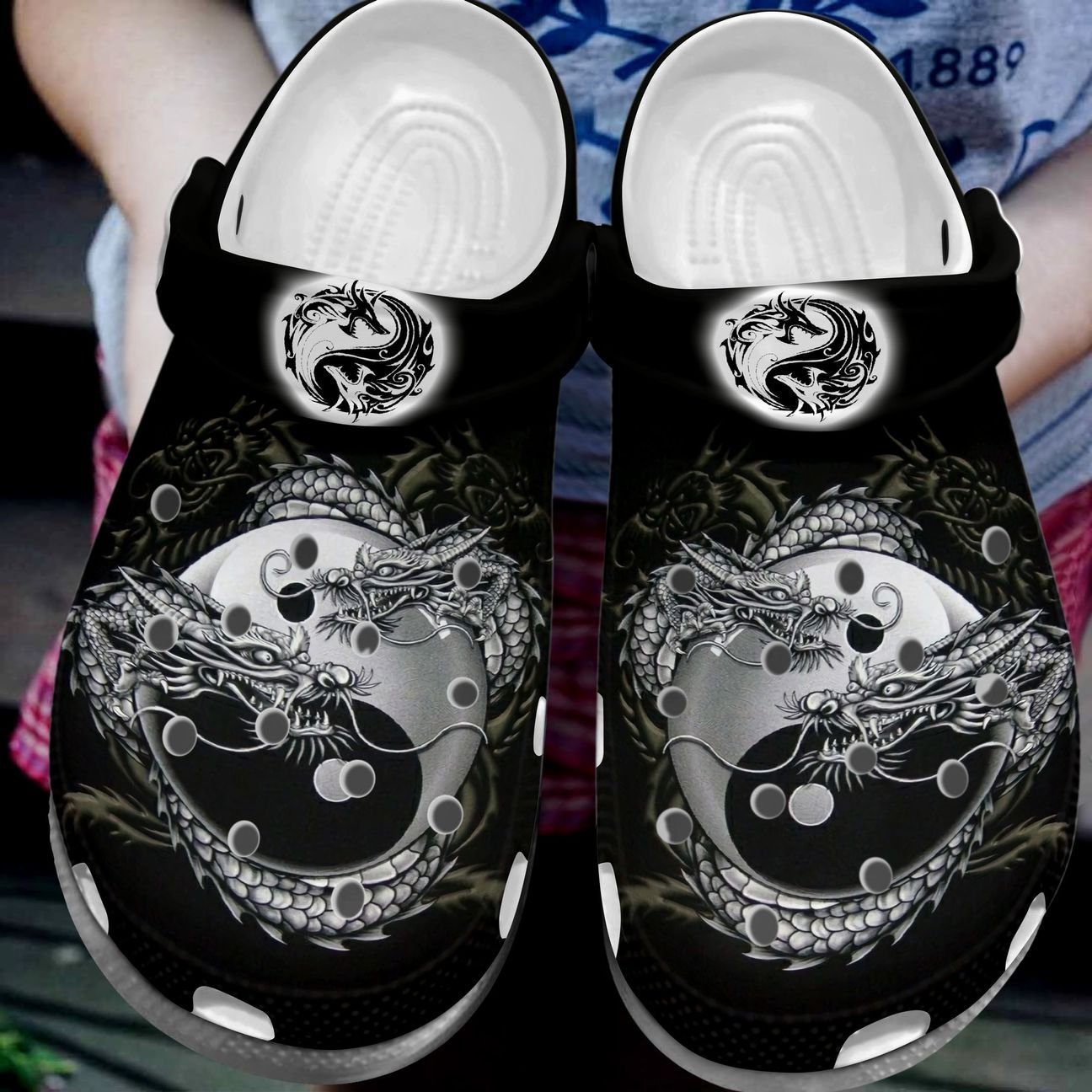 Dragon Personalized Clog, Custom Name, Text, Color, Number Fashion Style For Women, Men, Kid, Print 3D Life Yin Yang Dragon