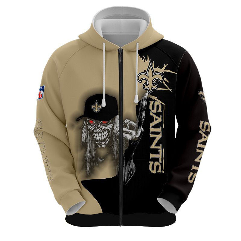 Iron Maiden New Orleans Saints Zip Up Hoodies Pullover Hoodies