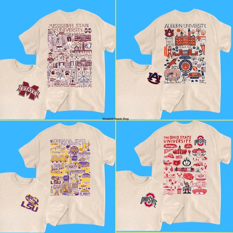 ALL TEAM NCAA CREWNECK T-SHIRT, Customize your College, University Artwork T-SHIRT for Men & Women Graphic Tee Crew Neck T Shirt Fan Gift Cotton Menswear Tropical Shortsleeve