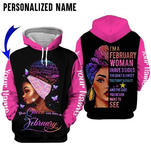 Personalized Black February Girl 3D 3D All Over Printed