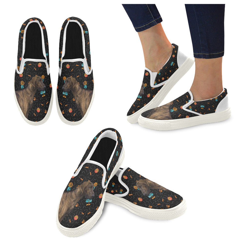 Plott Hound Dog White Women’s Slip-on Canvas Shoes