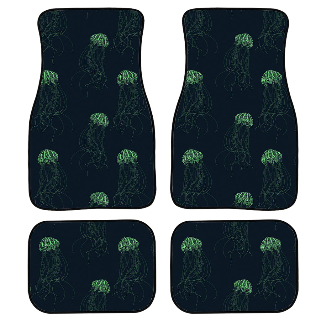 Zentangle Jellyfish Pattern Print Front And Back Car Floor Mats, Front Car Mat