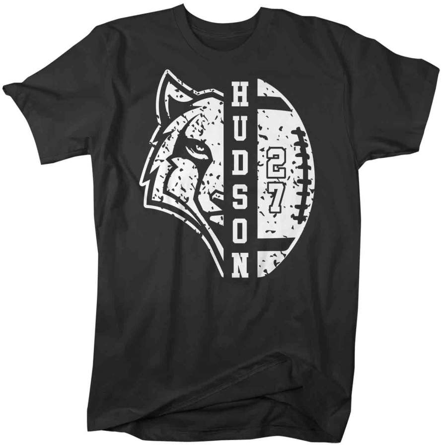 Men’s Personalized Wolf Football T Shirt Custom Wolf Football Shirts Football Dad T Shirt Personalized Shirts