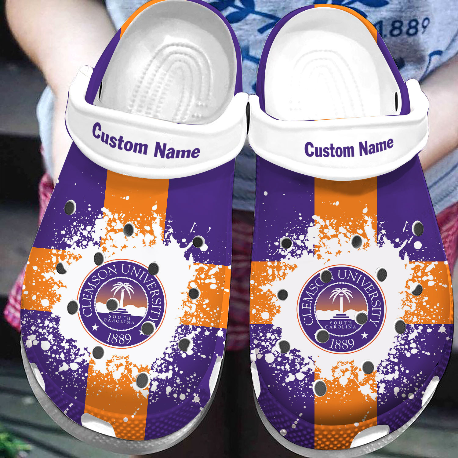 Custom Name Back To School Month Clemson 1889 University Clog Shoes #Dh