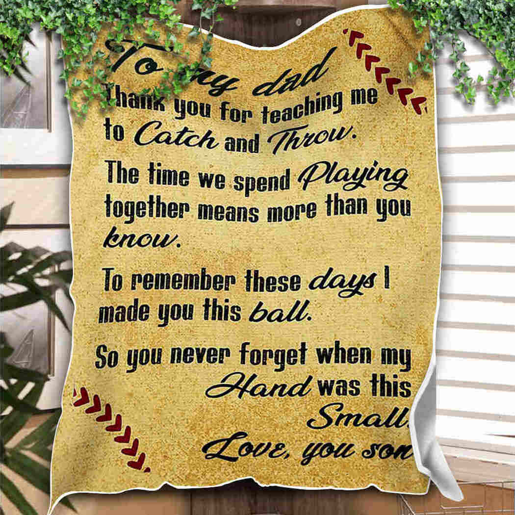 To My Dad, Baseball Blanket, To Remeber These Days I Made You This Ball,Fleece Blanket Gift For Father Family Home Decor Bedding Couch Sofa Soft And Comfy Cozy