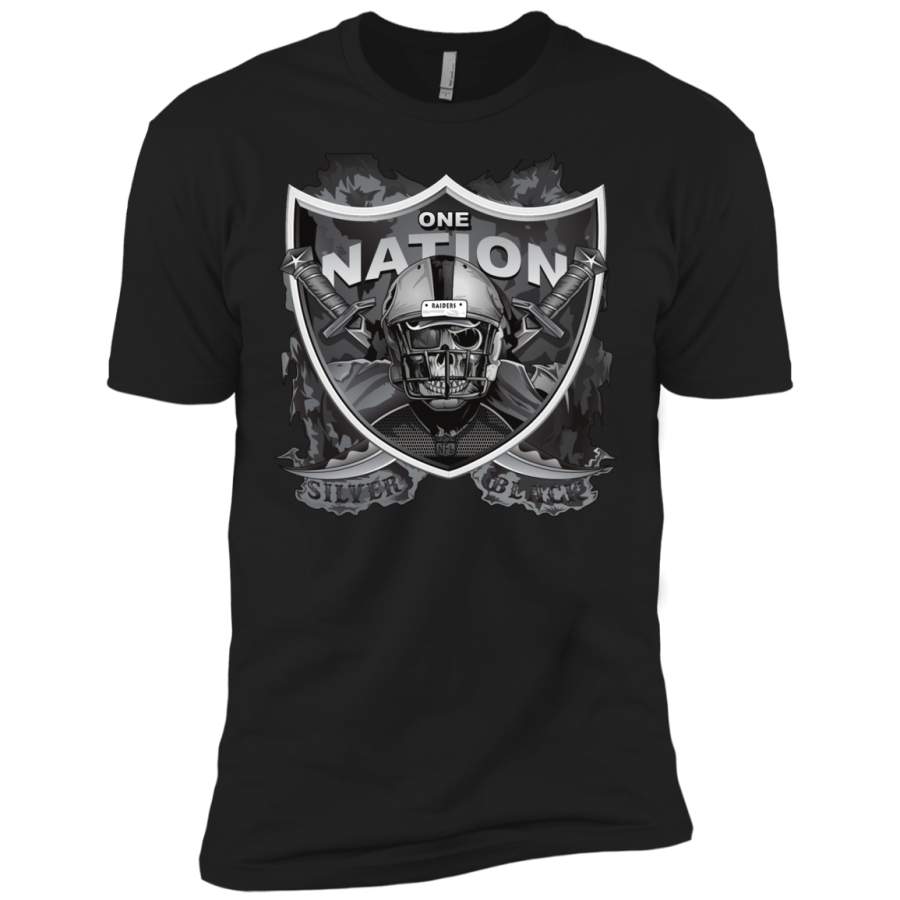 Raiders One Nation Silver & Black Next Level Premium Short Sleeve T-Shirt