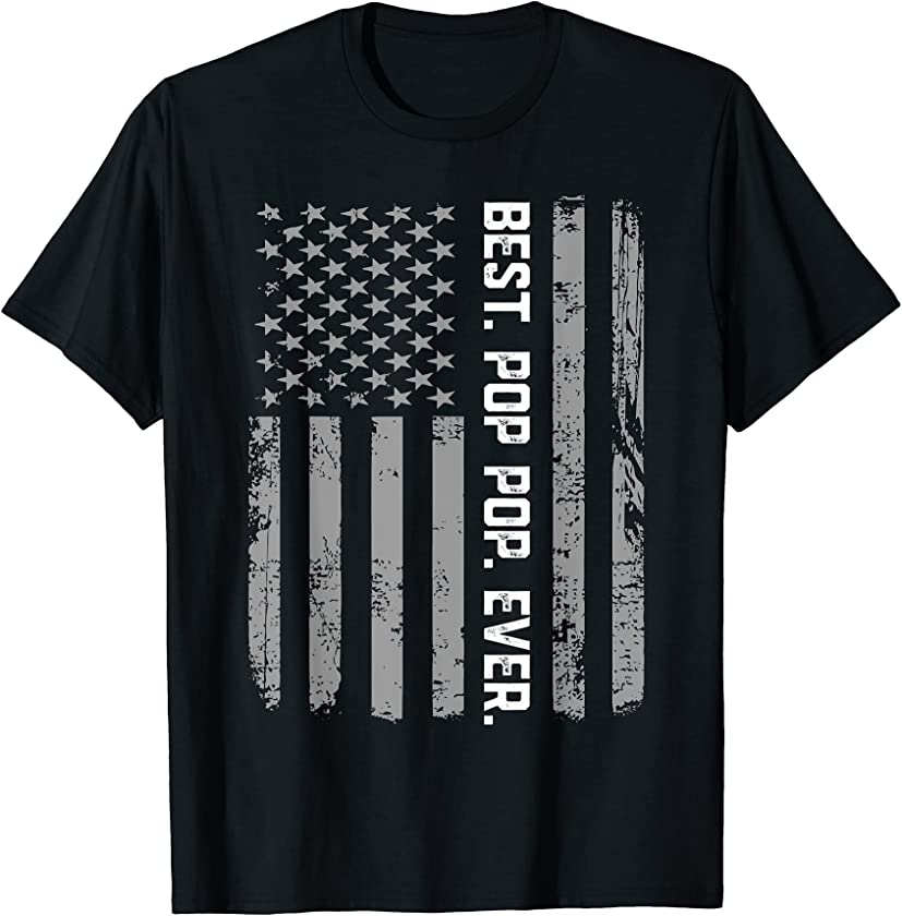 Best Pop pop Ever Vintage American Flag T Shirt for Dad Papa T-Shirt