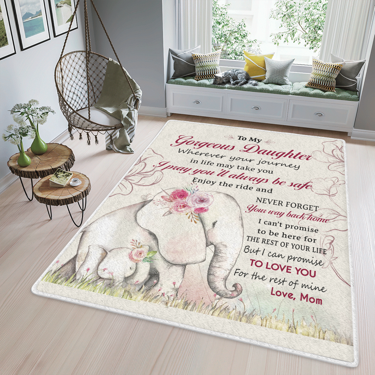 Wooni To My Gorgeous Daughter I Pray You’Ll Always Be Safe – Elephant Area Rug, Rectangle Rug Wn03032229