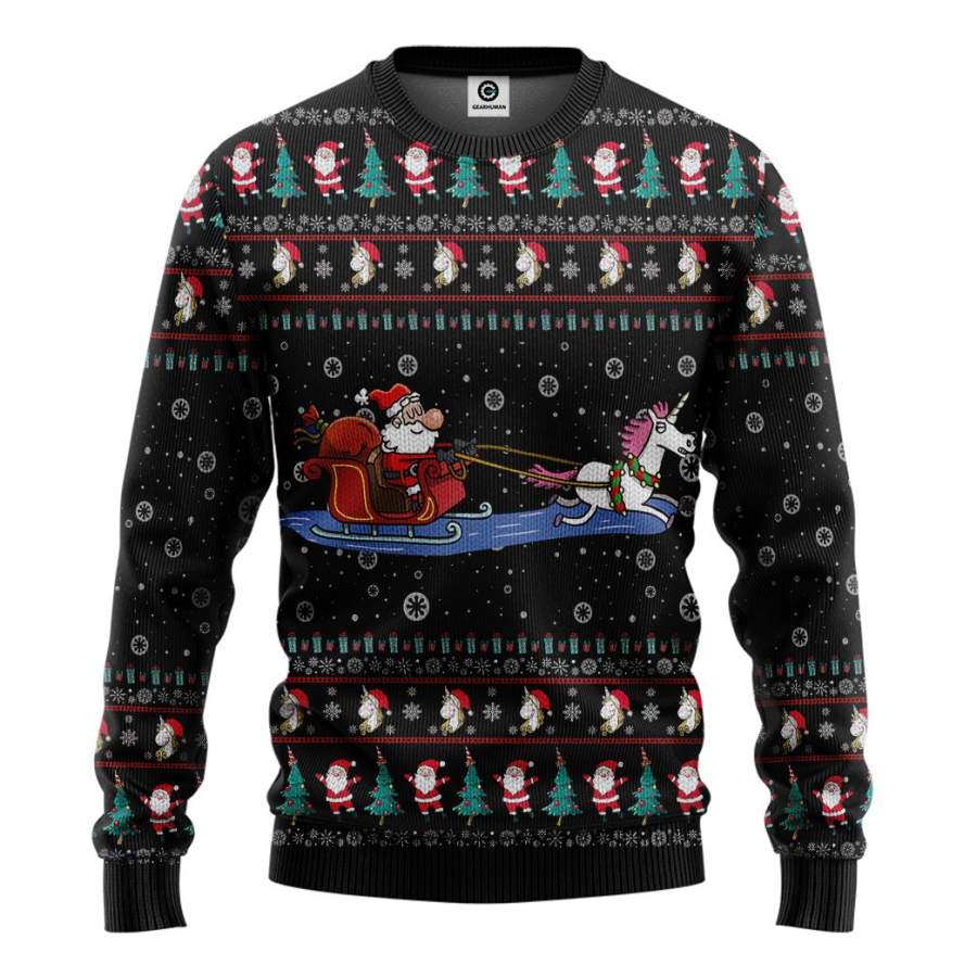 3D Unicorn Santa Ugly Christmas Sweater Custom Sweatshirt Apparel