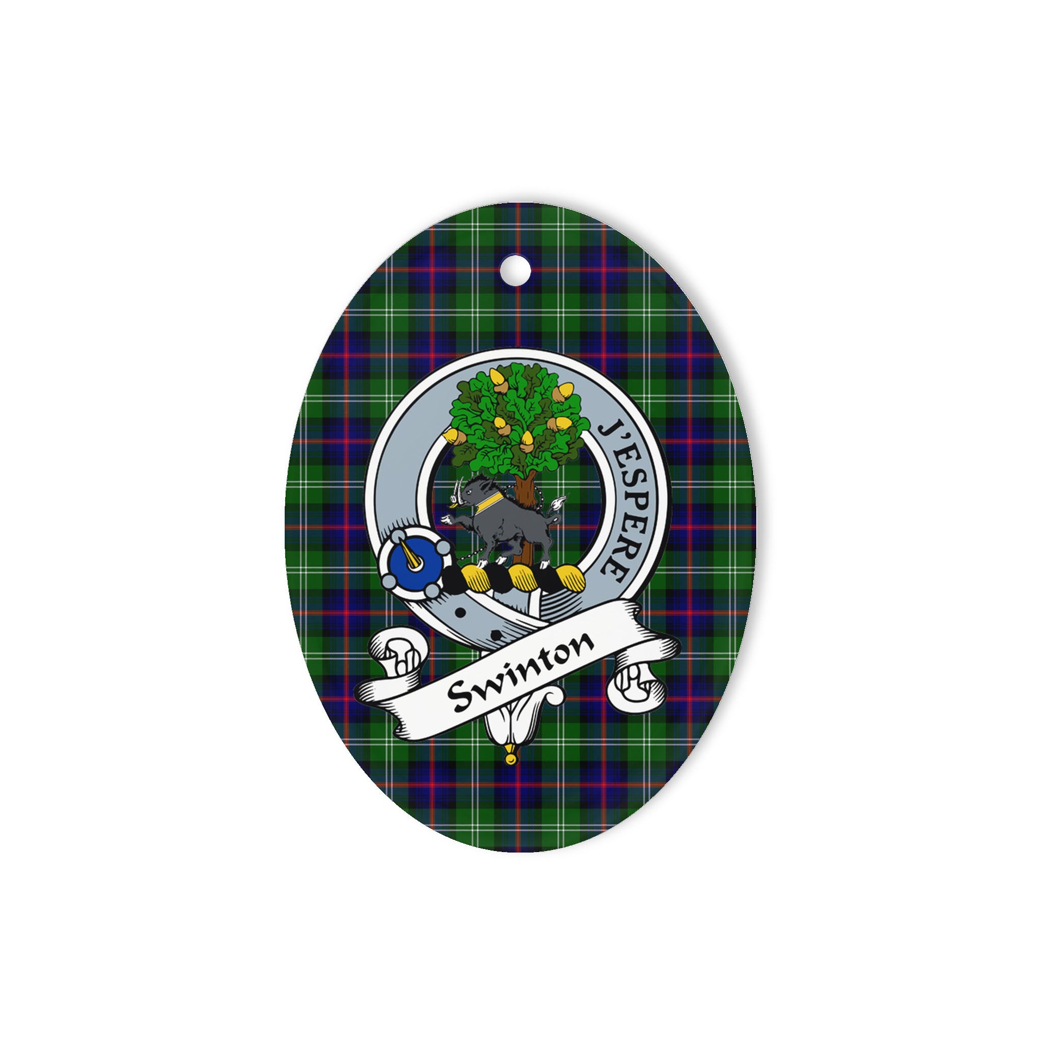 Swinton Scottish Clan Badge Plaid Ornament Gift. Christmas Tree Ornament Swinton Clan Tartan Ornament Great Christmas Ornaments Gift Oval Ornament