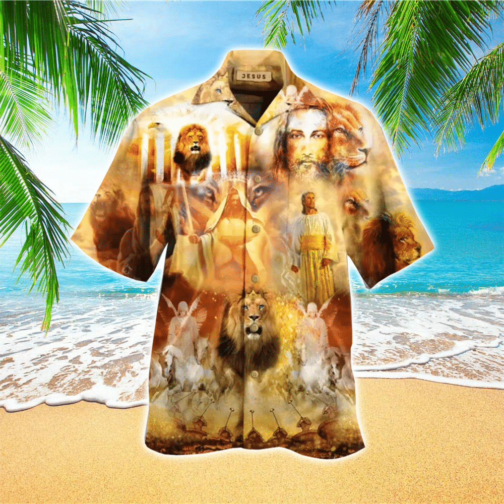 Colorful Jesus Hawaii Shirt With Lion Ha97249