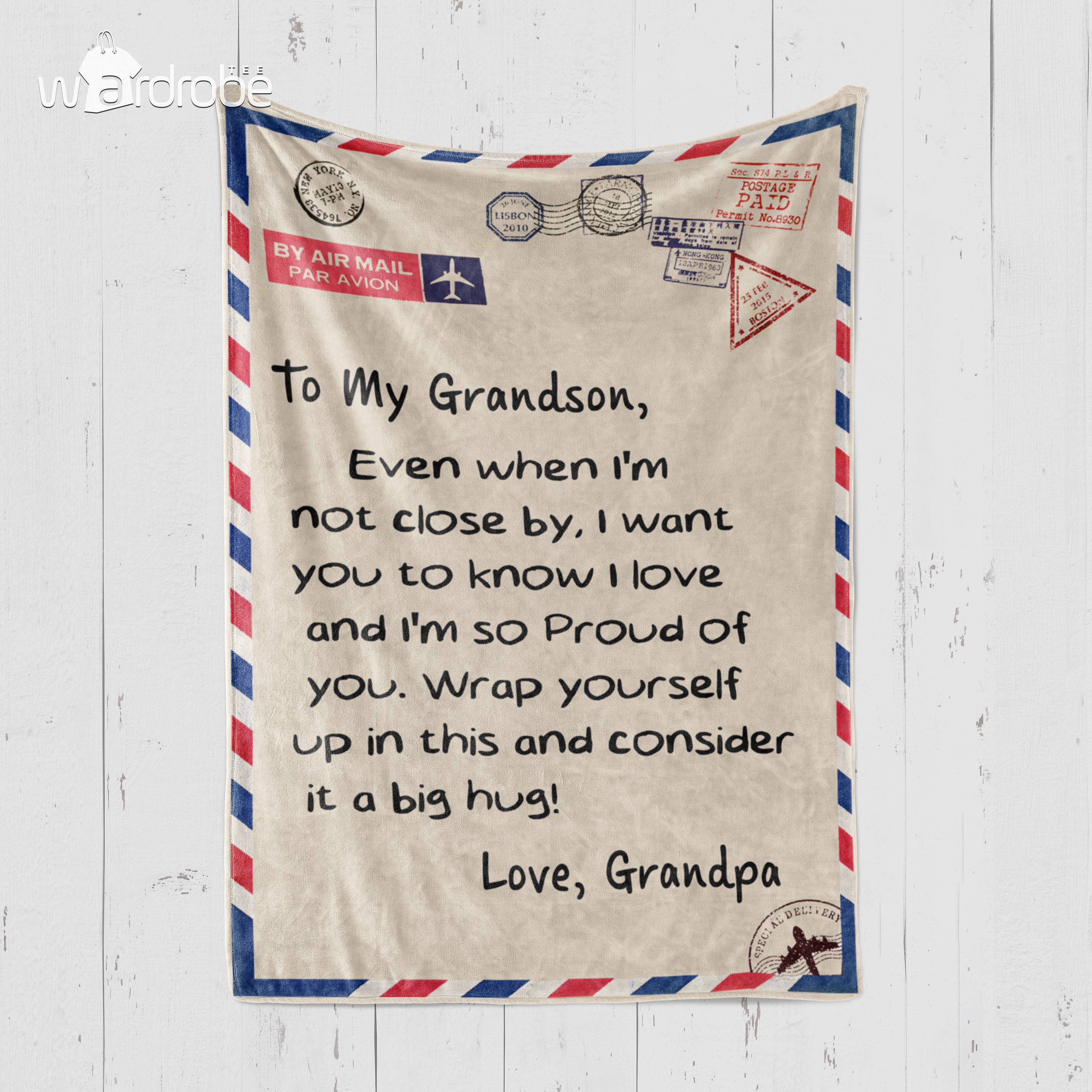 Custom Blanket Letter Grandpa To My Grandson Blanket – Gift For Grandson