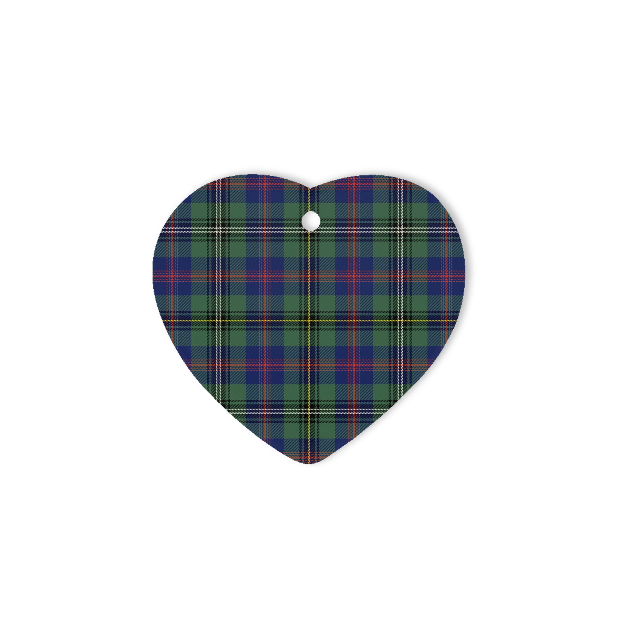 Wood Tartan Heart Ornaments, Christmas Tree Ornament, Plaid Christmas Ornaments, Ceramic Heart Christmas Tree Decoration