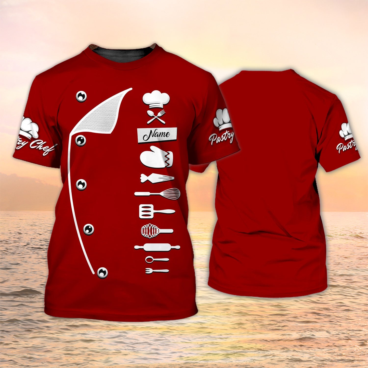 Pastry Chef Tshirt Bakery Uniform Baker Red Shirt