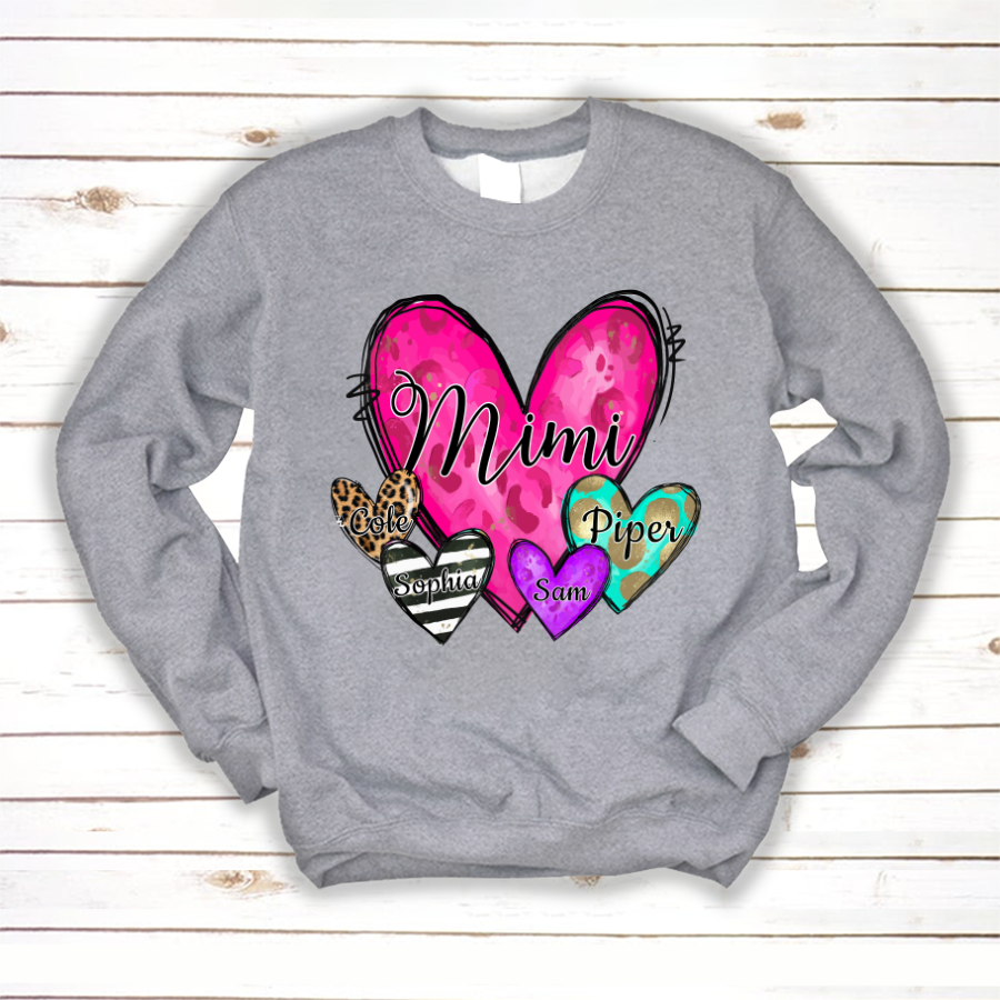 Mimi Hearts With Grandkids Leopard Sweatshirt