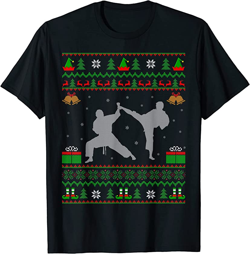 Ugly Christmas Sweater Style Karate Xmas T-Shirt