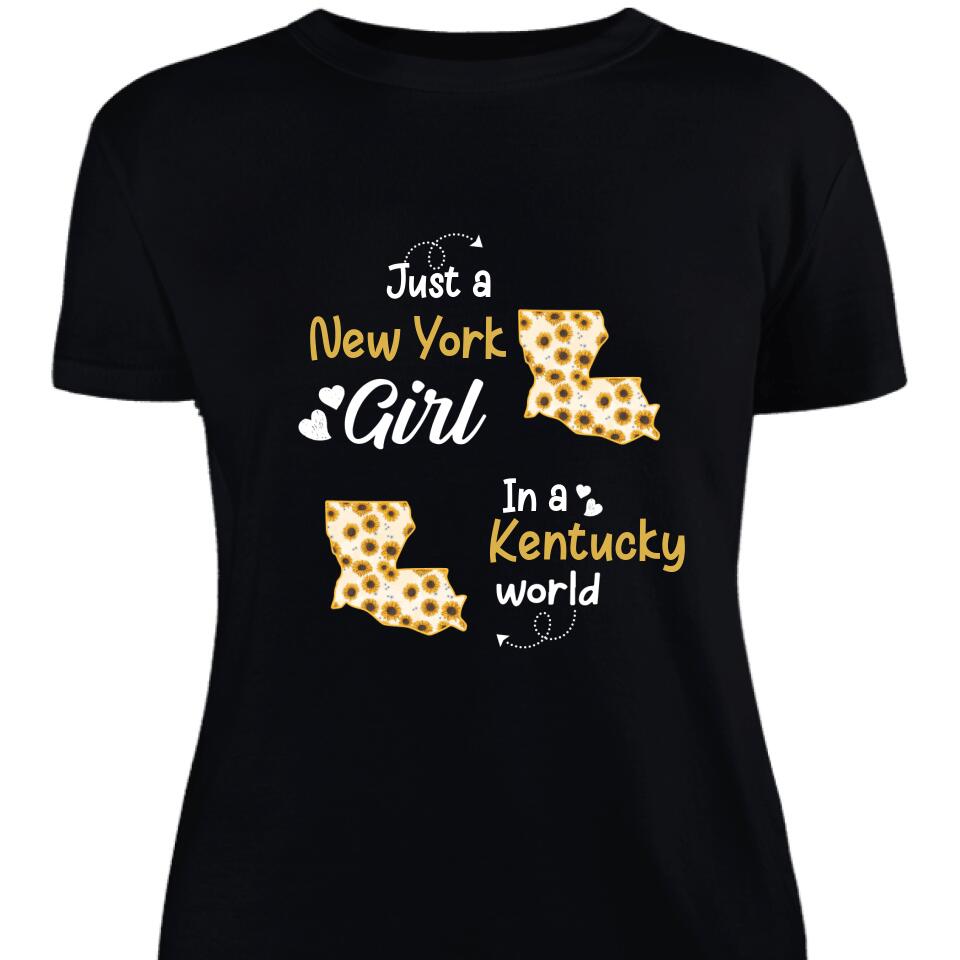 Personalized Just A Girl Sunflower Born And Live Women Shirt – Trending Personalized