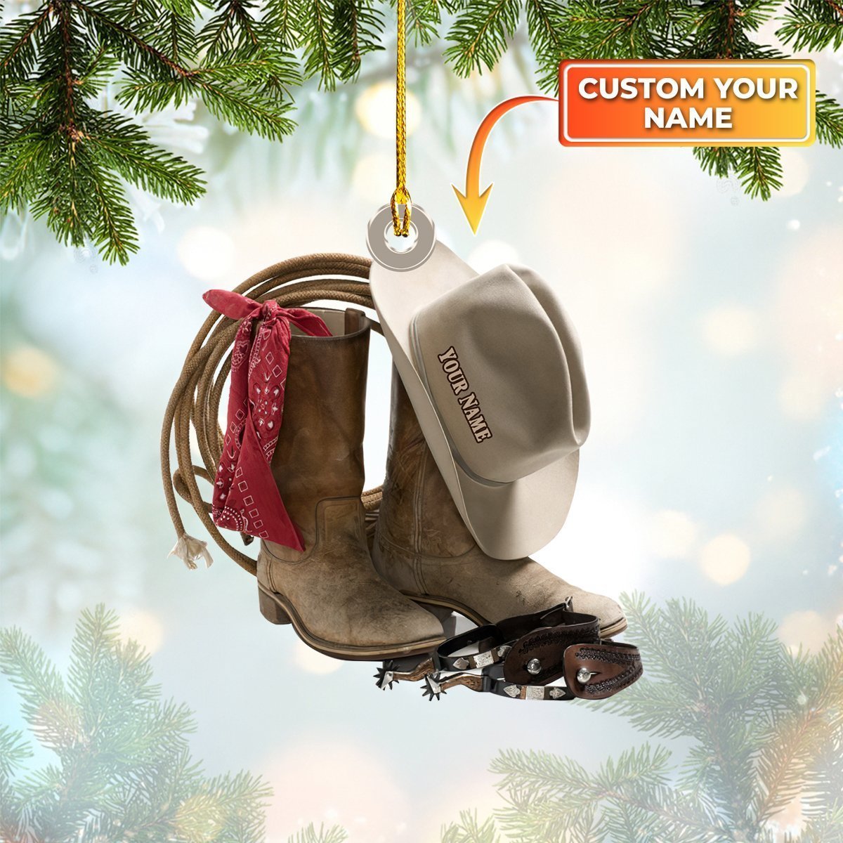 Cowboy Hats And Boots, Custom Shaped Ornament