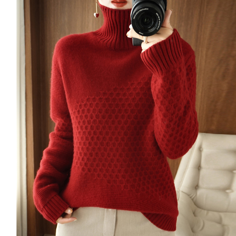 BELIARST 100% Merino Wool Cashmere Sweater Women’s High Collar Thickened Pullover 2022 Autumn Winter Loose Top Korean Fashion alx