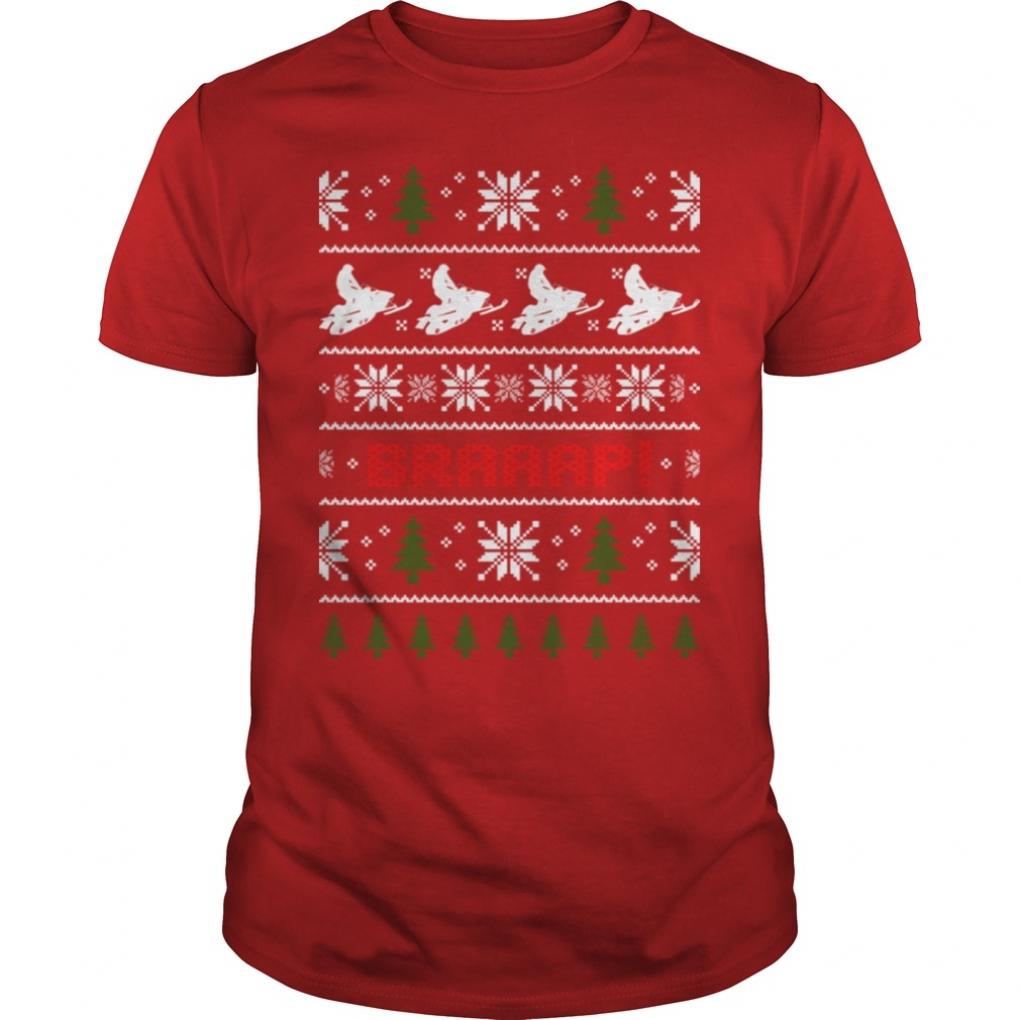 Snowmobile Snowmobiler Ugly Christmas Sweater Xmas T-Shirt  Guys Tee 1147719292