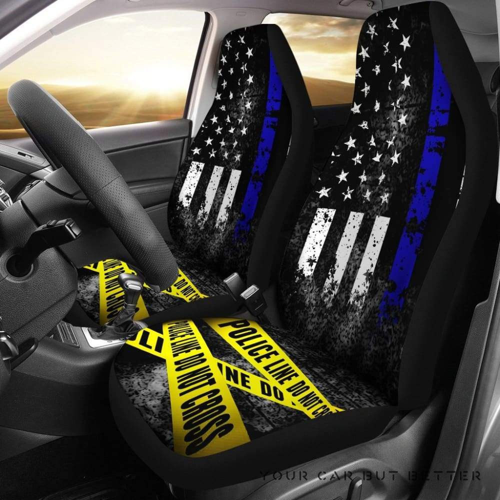 Blue Line Police Car Seat Covers Set