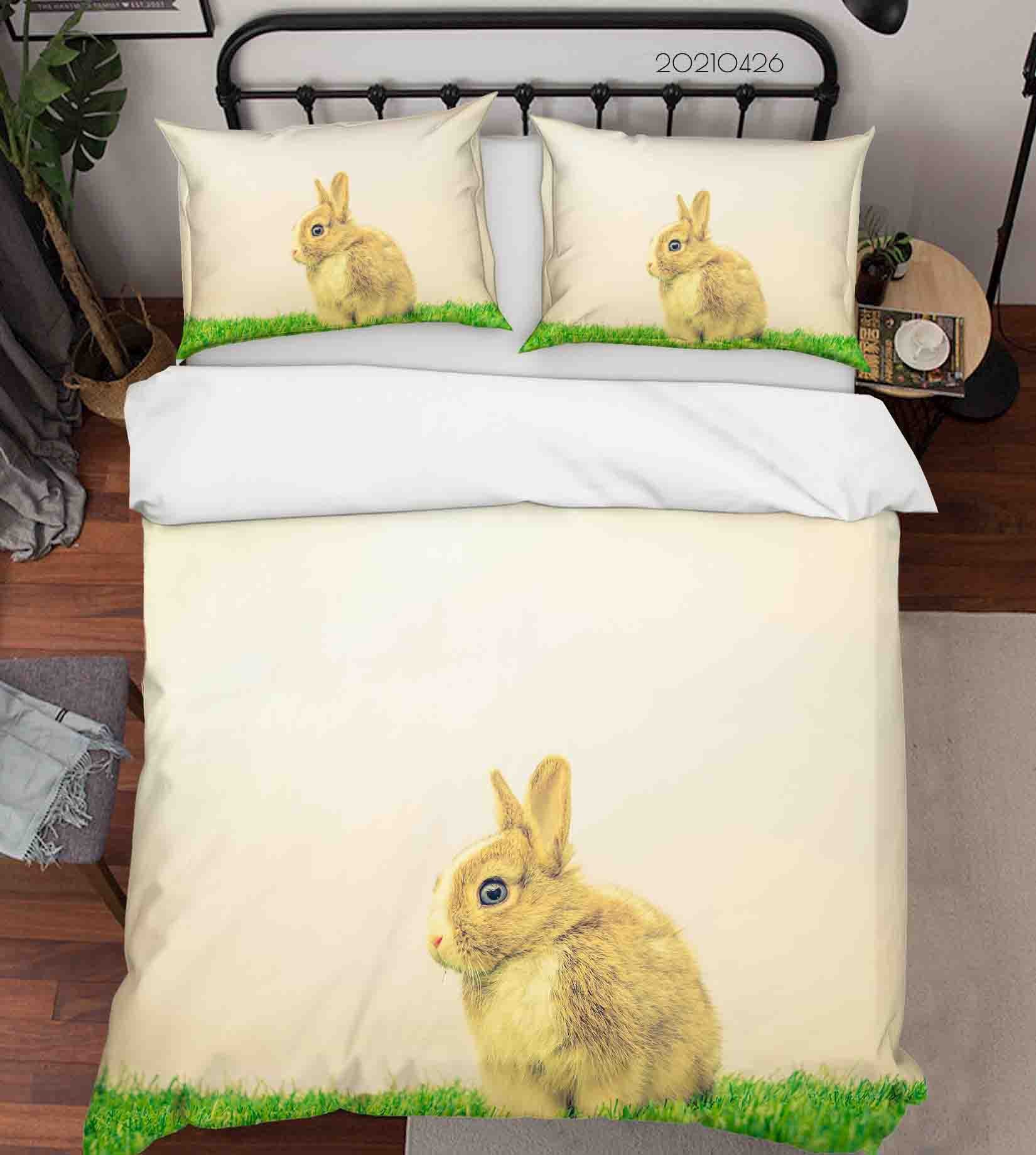 3D Cute Animal Rabbit Quilt Cover Set Bedding Set Duvet Cover Pillowcases 313