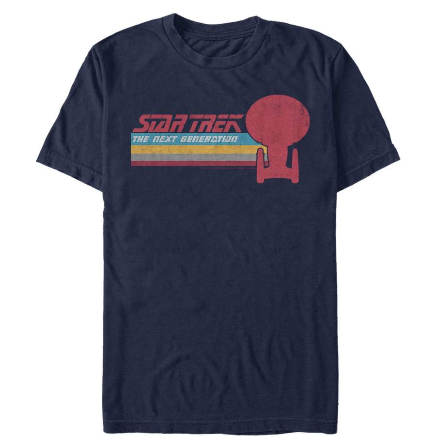 Star Trek Men’s Next Generation Retro Rainbow Logo  T Shirt