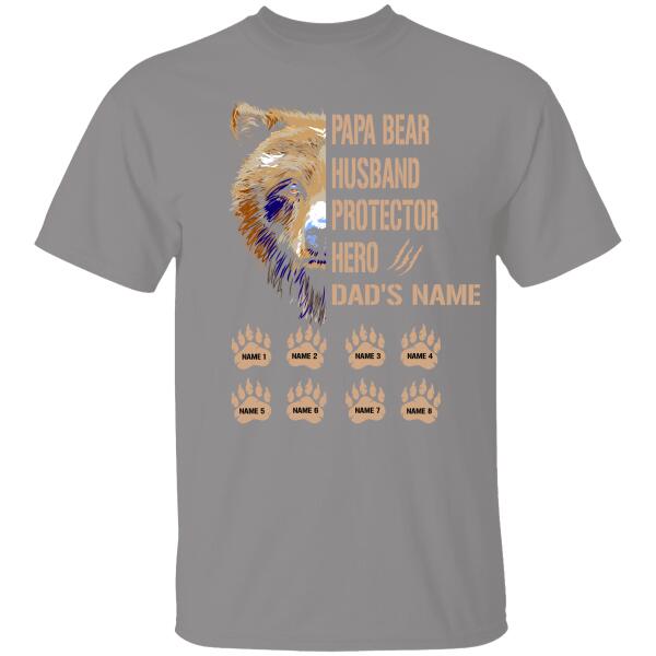 Papa Bear Husband Protector Hero Personalized T-Shirt Father Gift For Dad