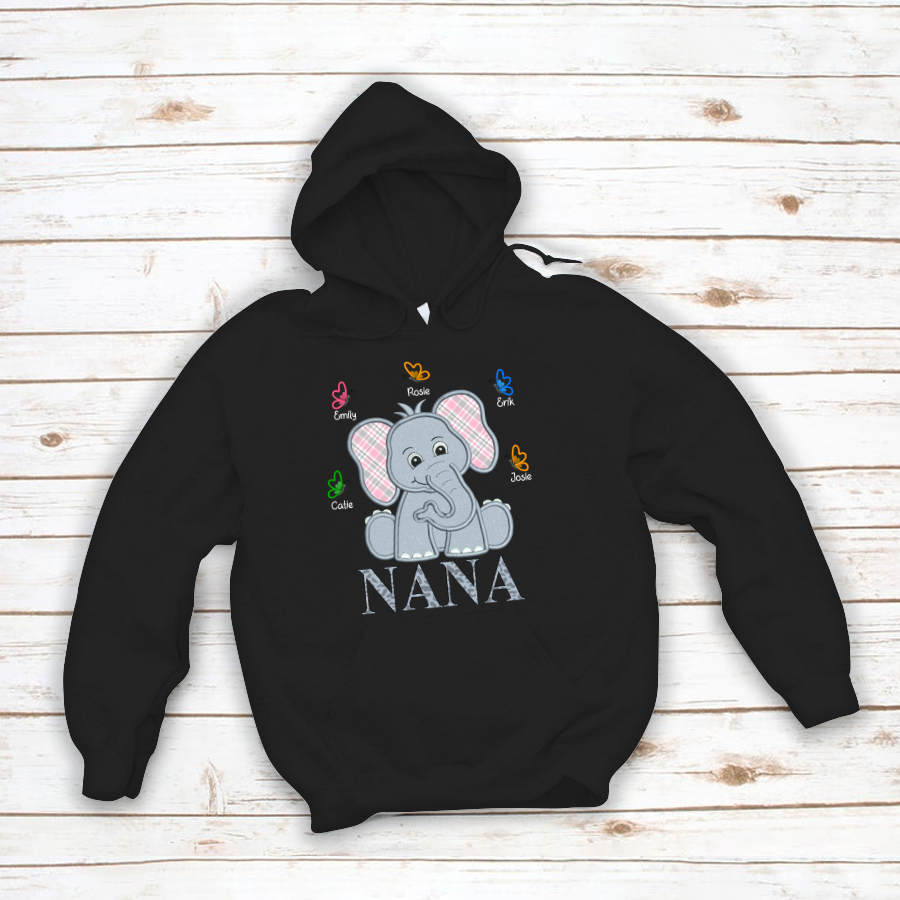 Nana And Grandkids Elephant Butterfly Hoodie