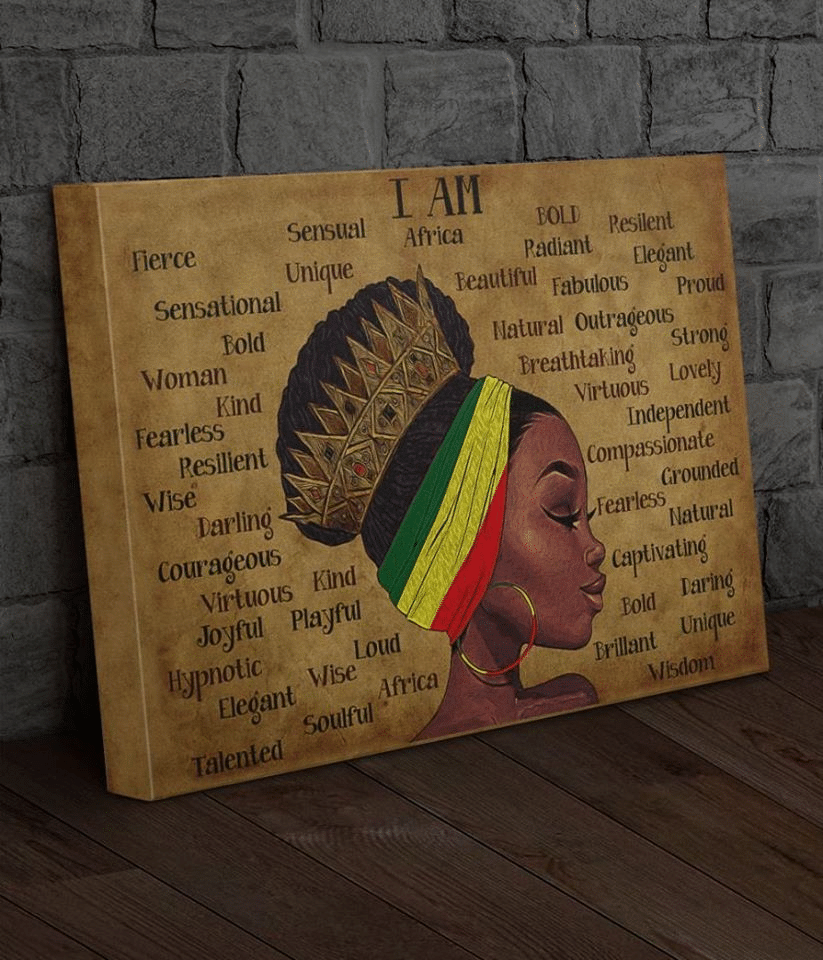 Juneteenth Freedom Day Liberation Day Black Queen I Am Africa Bold Beautiful Fabulous Proud Home Living Room Wall Decor Horizontal Poster Canvas