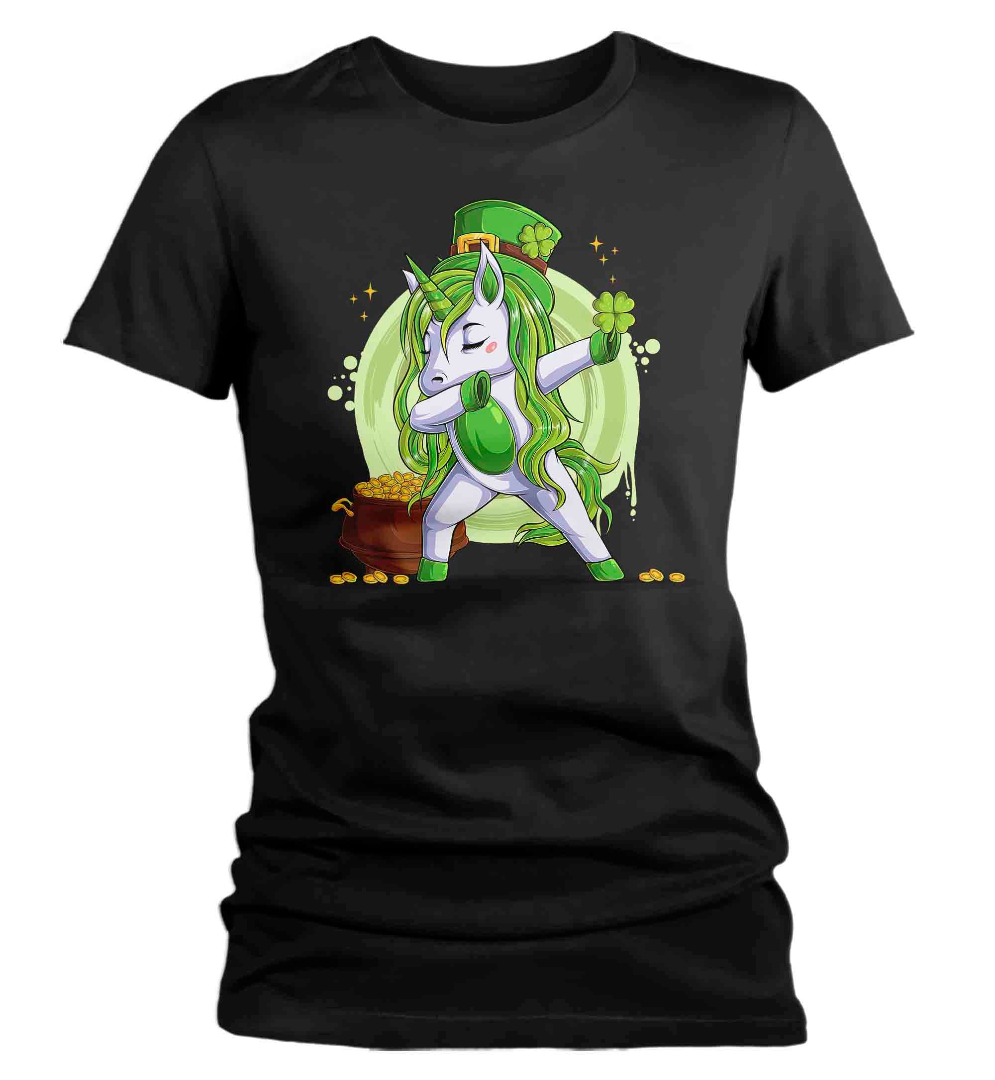 Women’S Funny St. Patrick’S Day Shirt Lucky Unicorn T Shirt Mythical Clover Horse Gift Saint Patricks Irish Green Women’S Ladies Tee