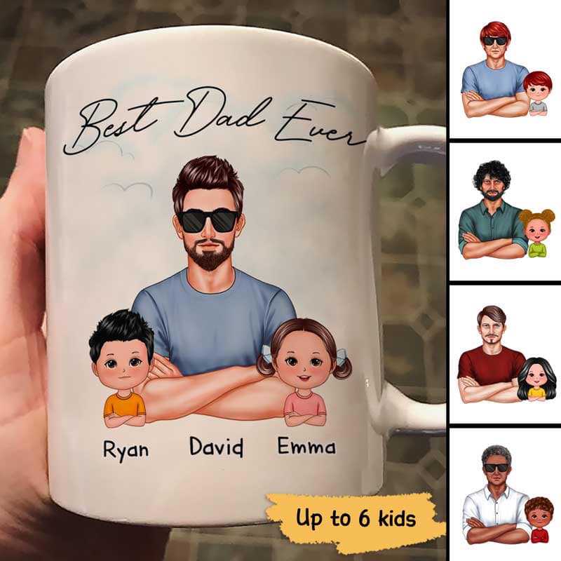 Real Man And Kids Best Dad Ever Father‘S Day Gift Personalized Mug