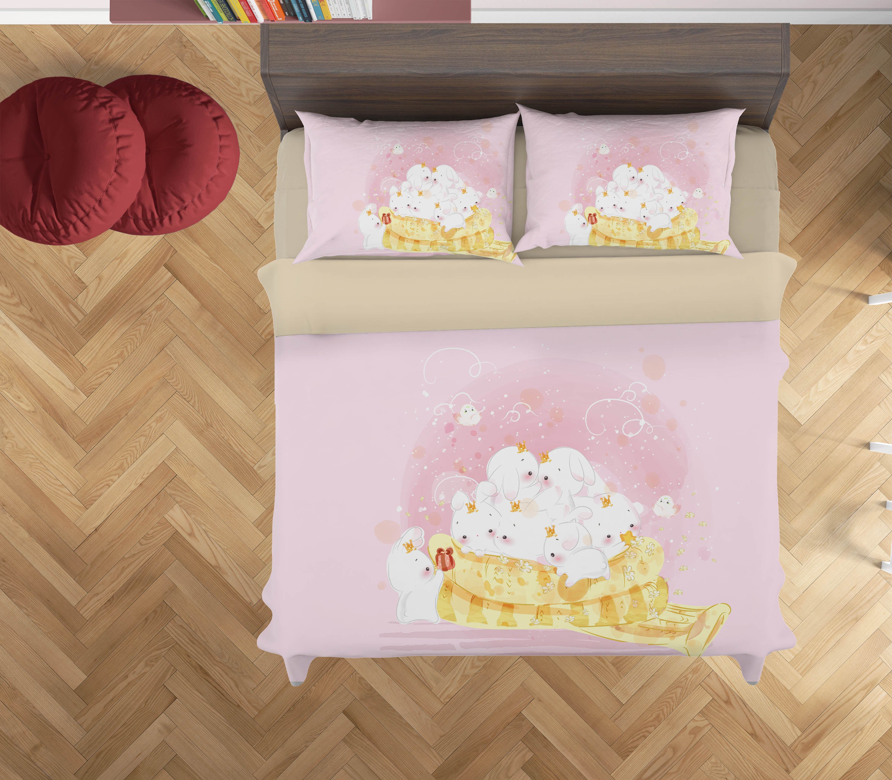 3D Cartoon Pink Rabbit Quilt Cover Set Bedding Set Duvet Cover Pillowcases A322 Lqh