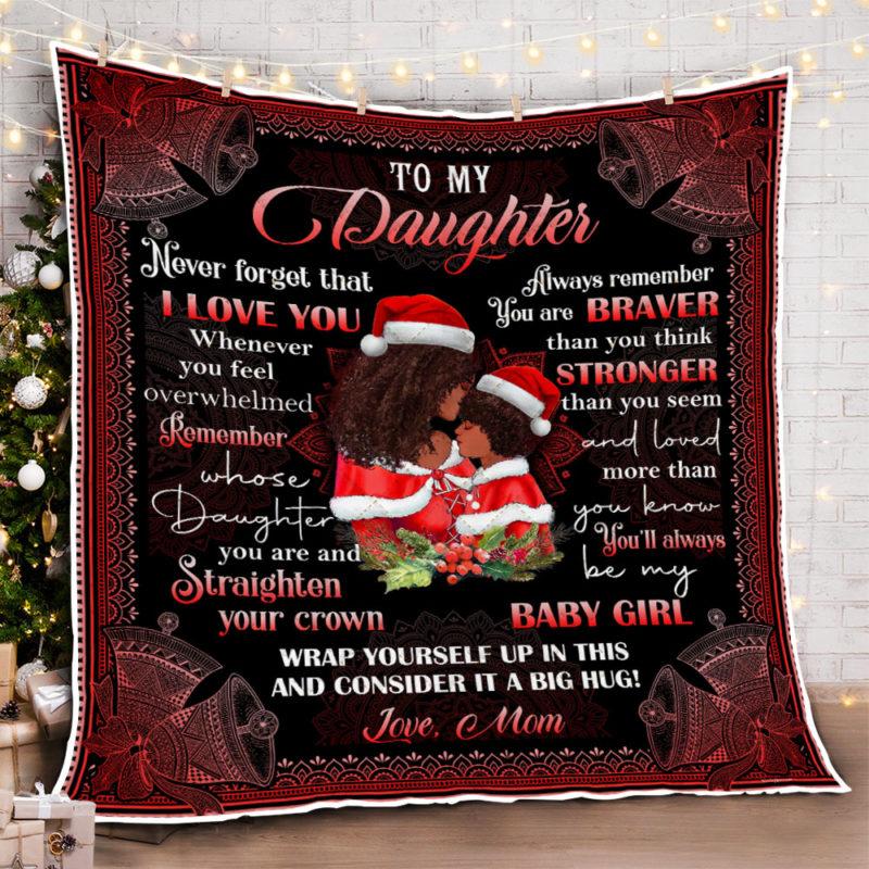 To My Daughter Black Girl Magic Mandala Christmas Fleece Blanket