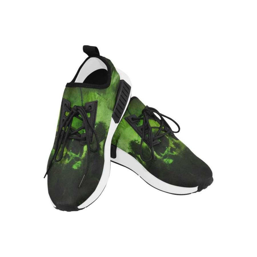 Green Skull Printed Women's Sneakers