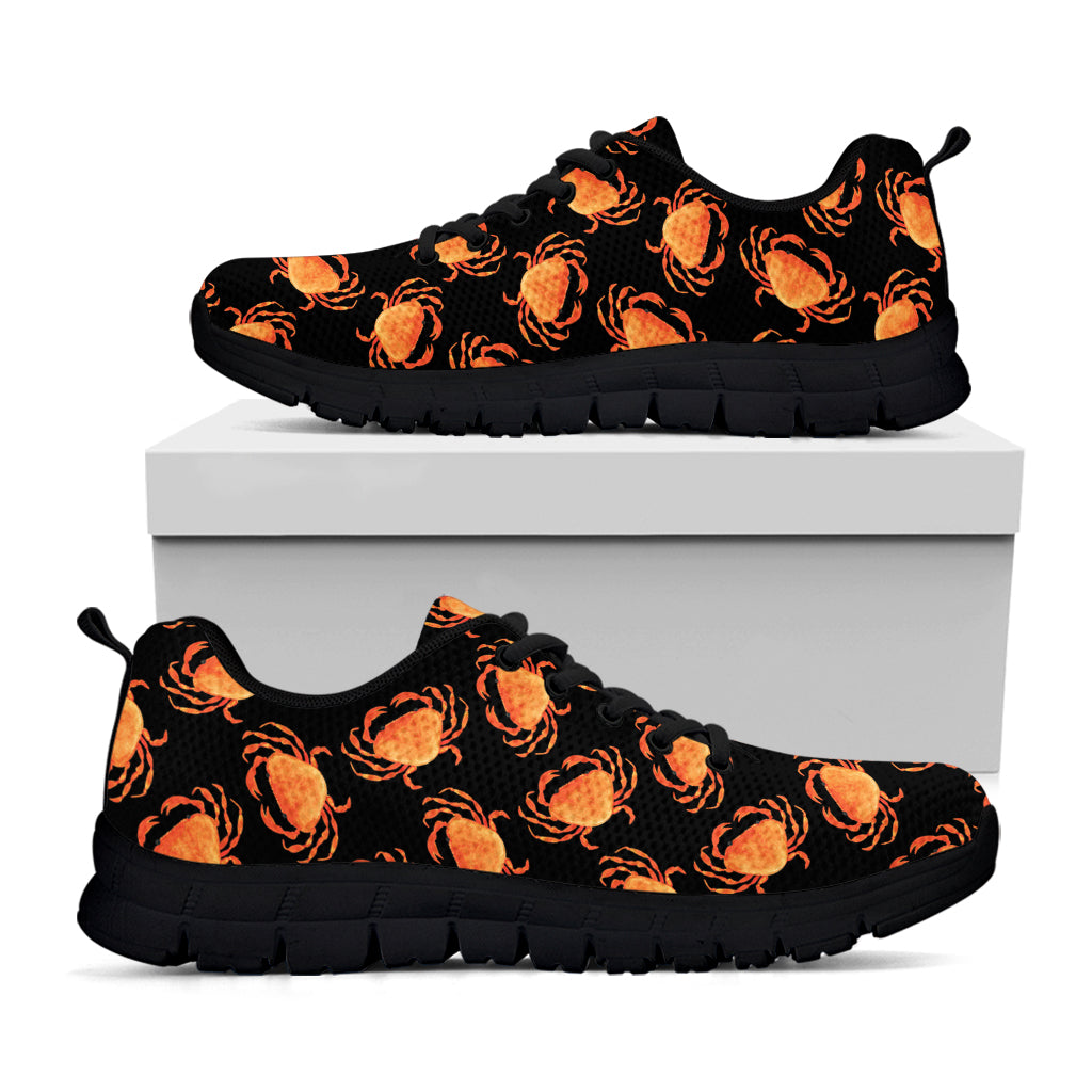 Watercolor Crab Pattern Print Black Sneakers