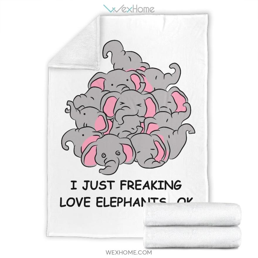 I Just Freaking Love Elephants Premium Blanket Elephant Lovers Blanket