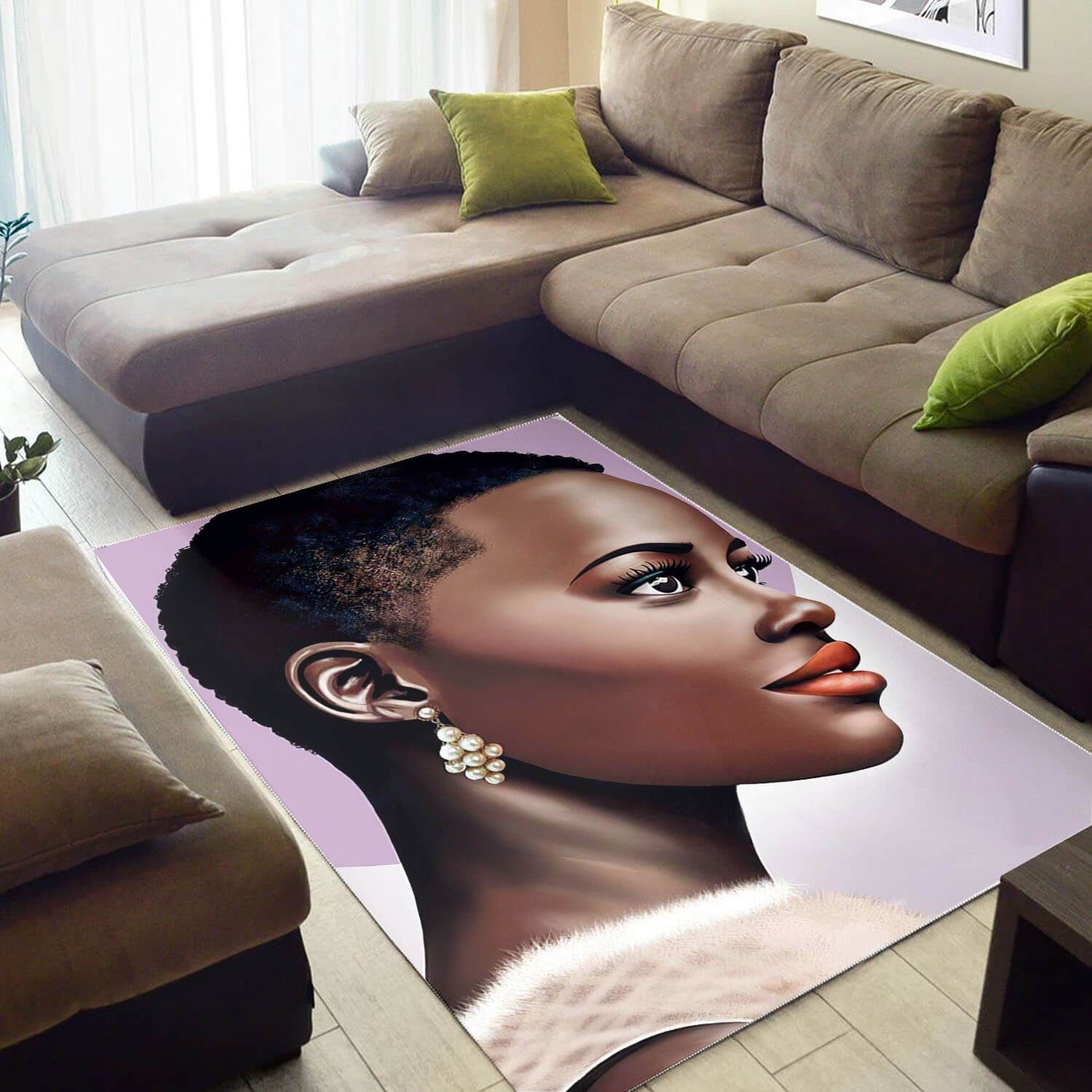 Afrocentric Rugs Pretty Melanin Afro Girl African Print Floor Rug African Themed House Decor WBG32853