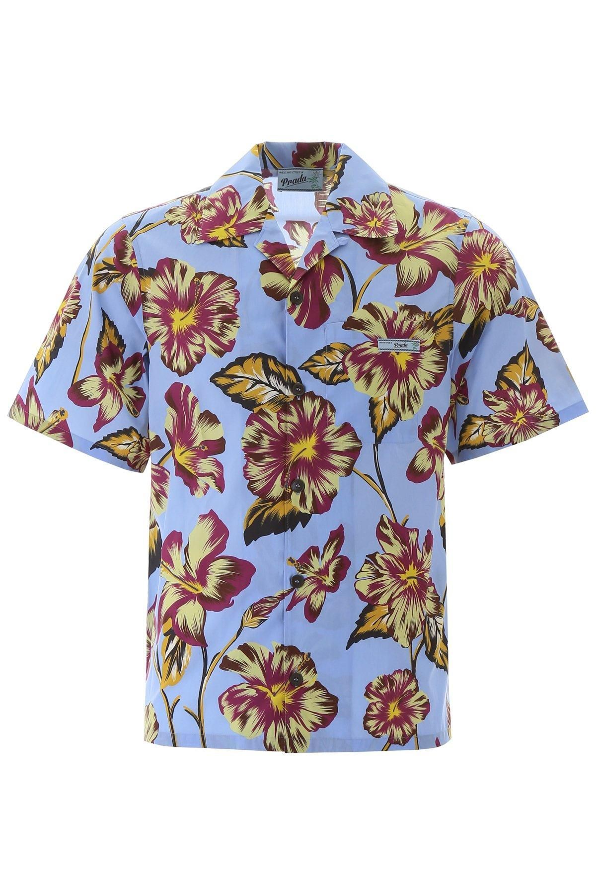 Tropical Yellow Purple Hibiscus Hawaiian Shirt