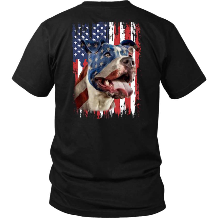 4th of July Independence Day Pitbull American flag shirt back side