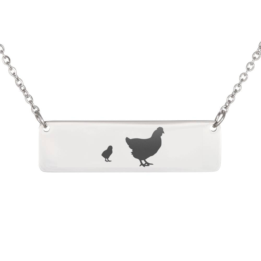 Chicken Necklace – Animal Mom Necklace – Horizontal Bar Necklace – Necklace Present For Her (1 Chick)