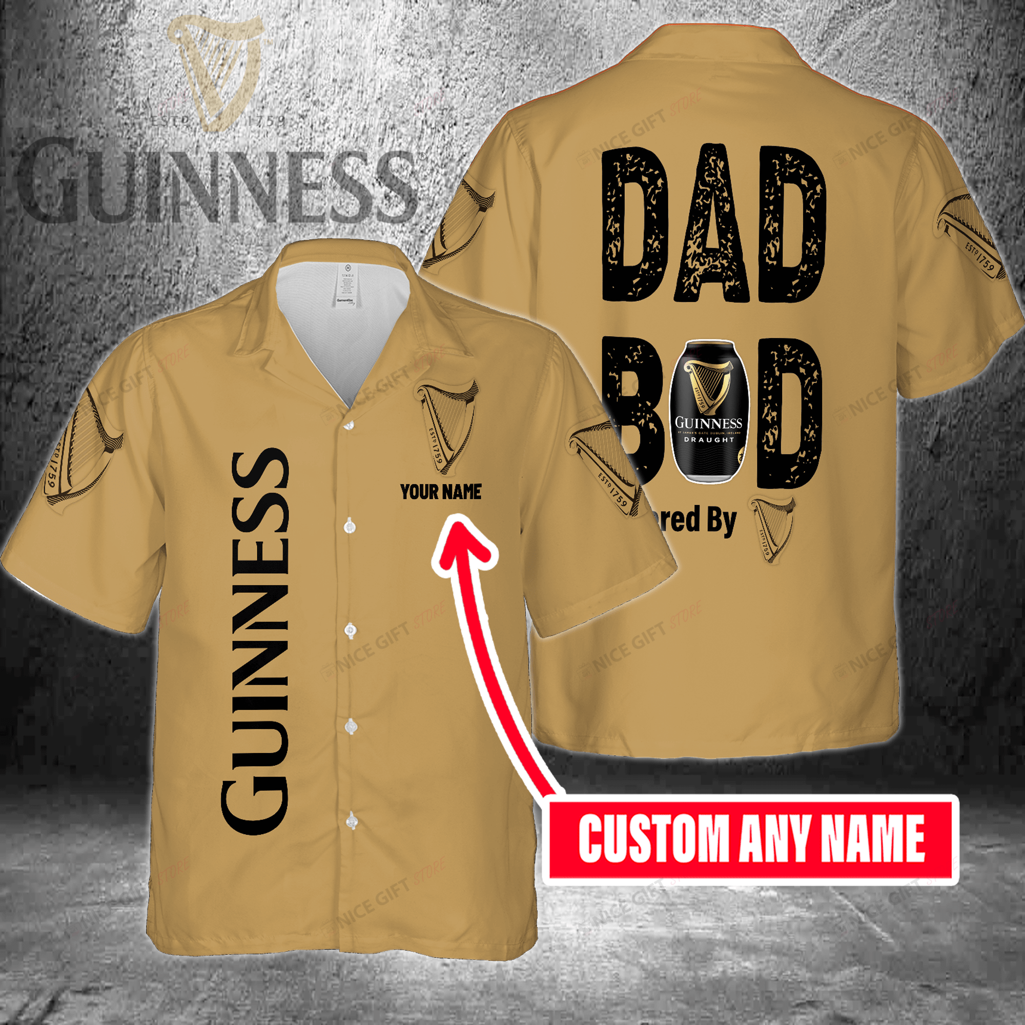 Dad Bod Powered By Guinness Custom Name Hawaiian Shirt 3Hs-L4O5