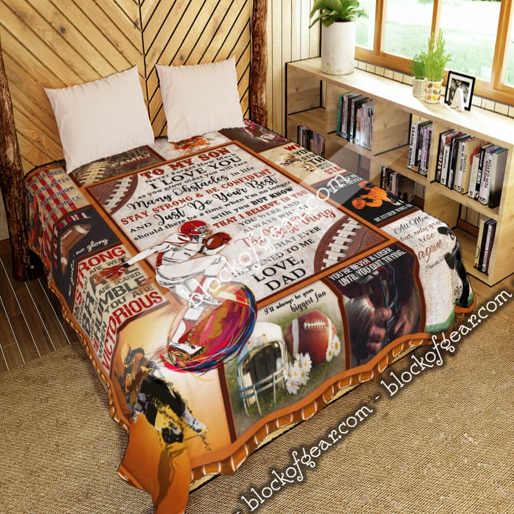 My Son, Just Do Your Best, Love Dad, Football Quilt Blanket