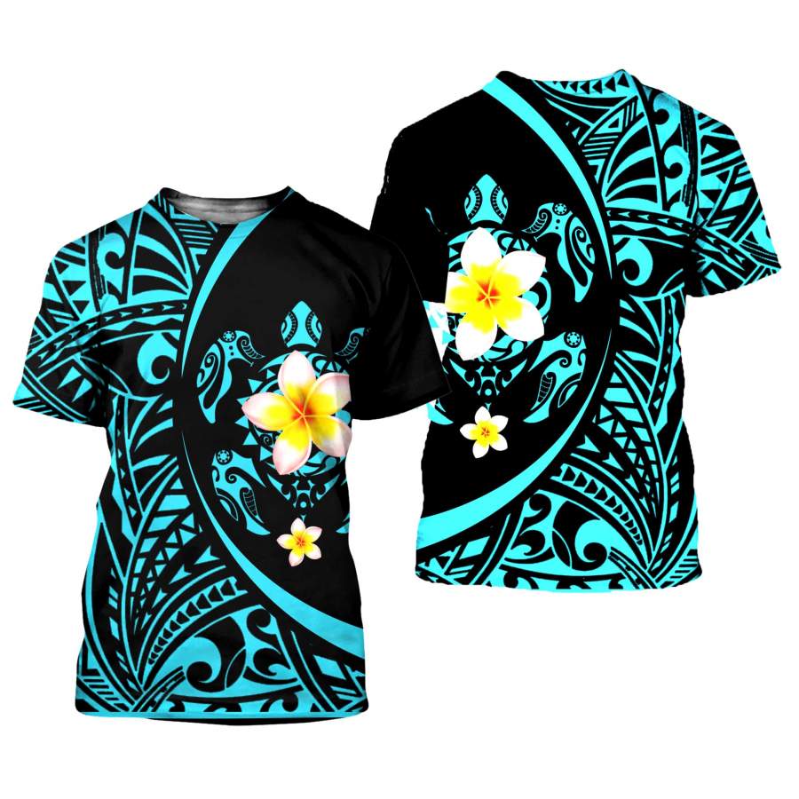 Amazing Polynesian Sea Turtle Tattoo & Hibiscus 3D All Over Printed Shirts For Men And Women 12