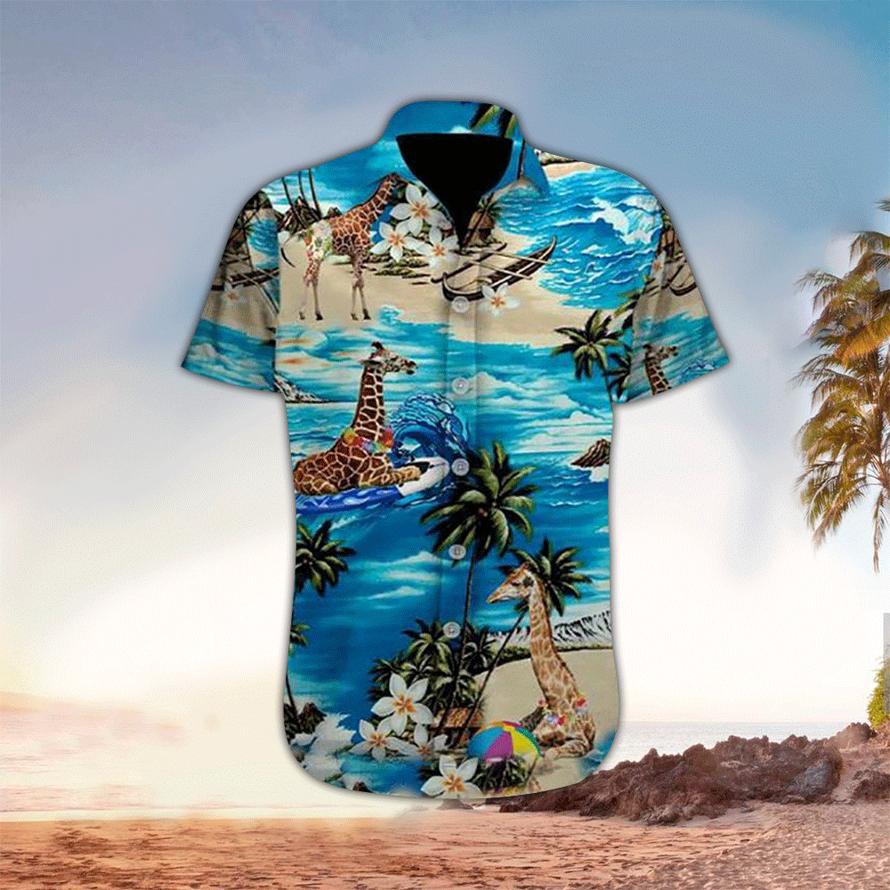 Giraffe Hawaii Perfect Clothing Shirt Aloha Ha60419