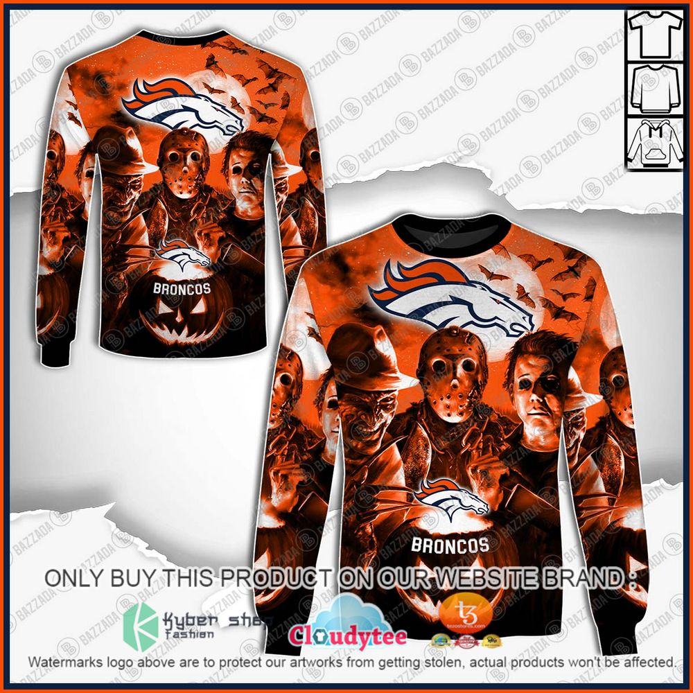 Denver Broncos Halloween Horror Orange Gift For Fan 3D Full Printing Sweatshirt