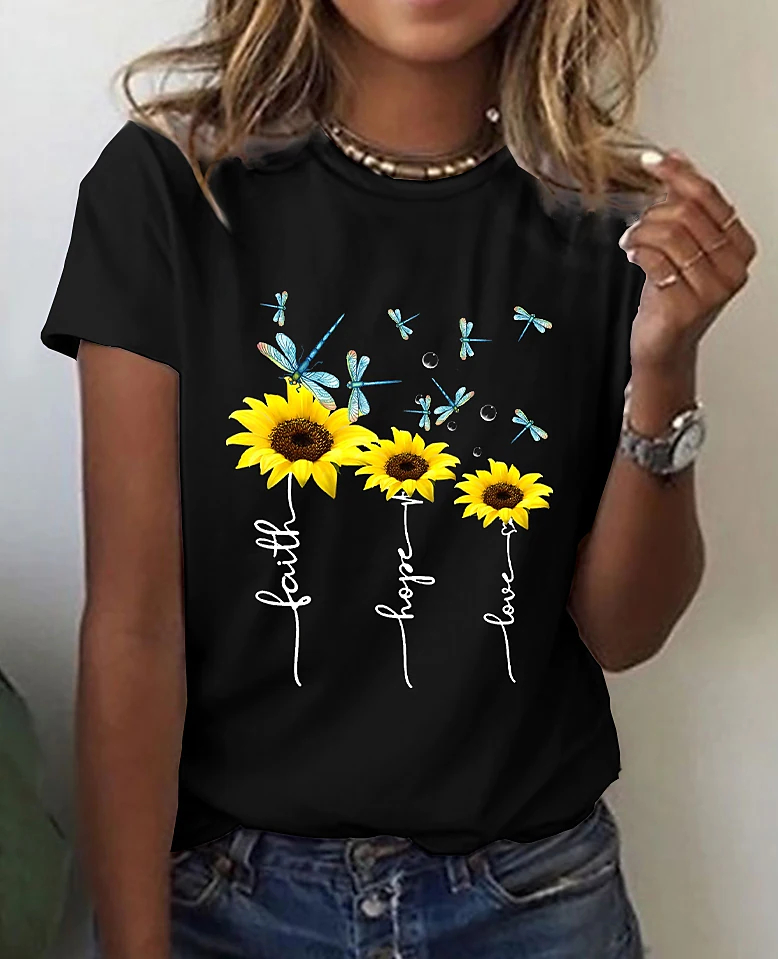 Temperament Ladies T-Shirt Loose Casual T-Shirt Short Sleeve Top Ladies Elegant alx