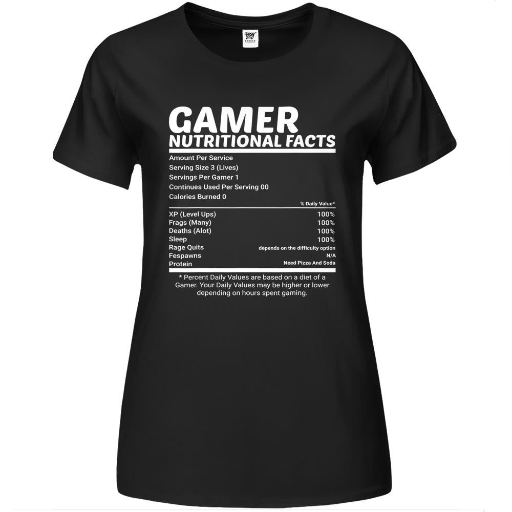 Nutritional Facts Shirt, Gamer Nutrition Facts Shirt, Gamer Nutritional Facts Cool Gamer Video Game Premium Womens T Shirts